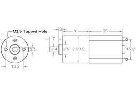 20D mm gearmotor dimensions (mm)